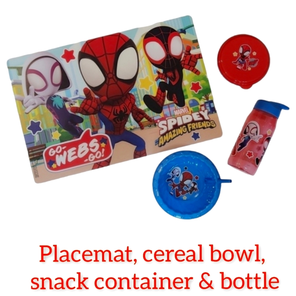 ZAK! SPIDEY set (Placemat, cereal bowl, snack bowl, bottle)
